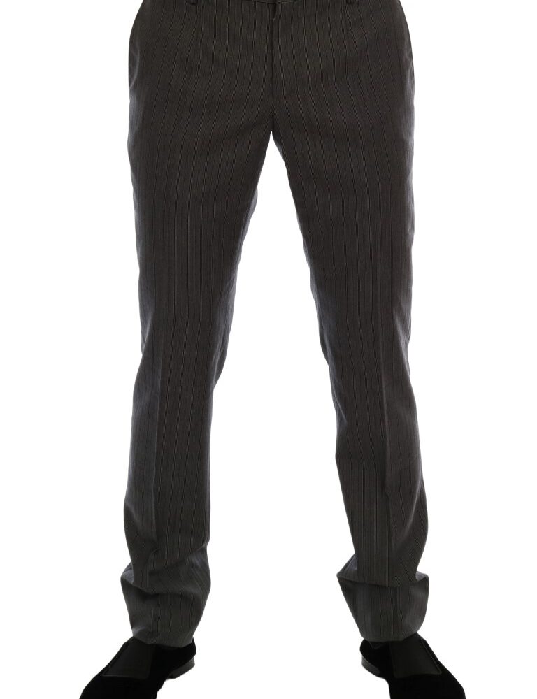 Gray Wool Striped Formal Pants
