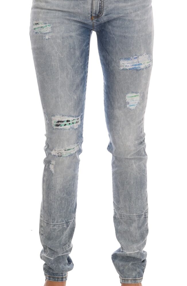 Blue Wash Torn Stretch Slim Fit Jeans