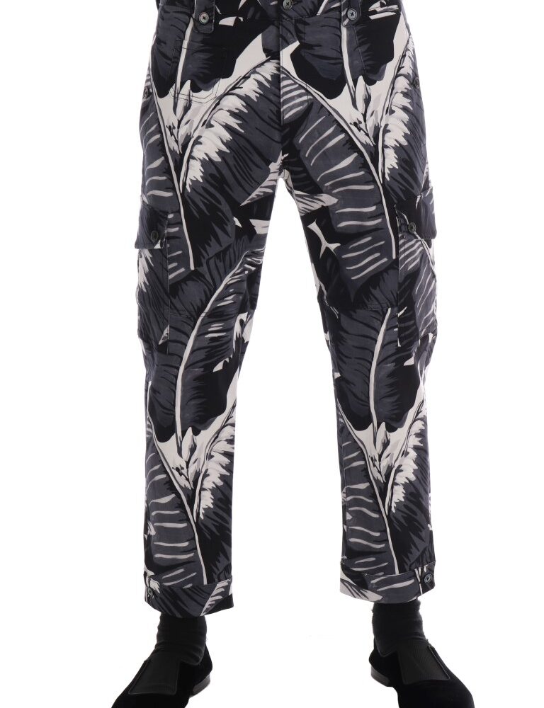 Gray Banana Leaf Cotton Pants