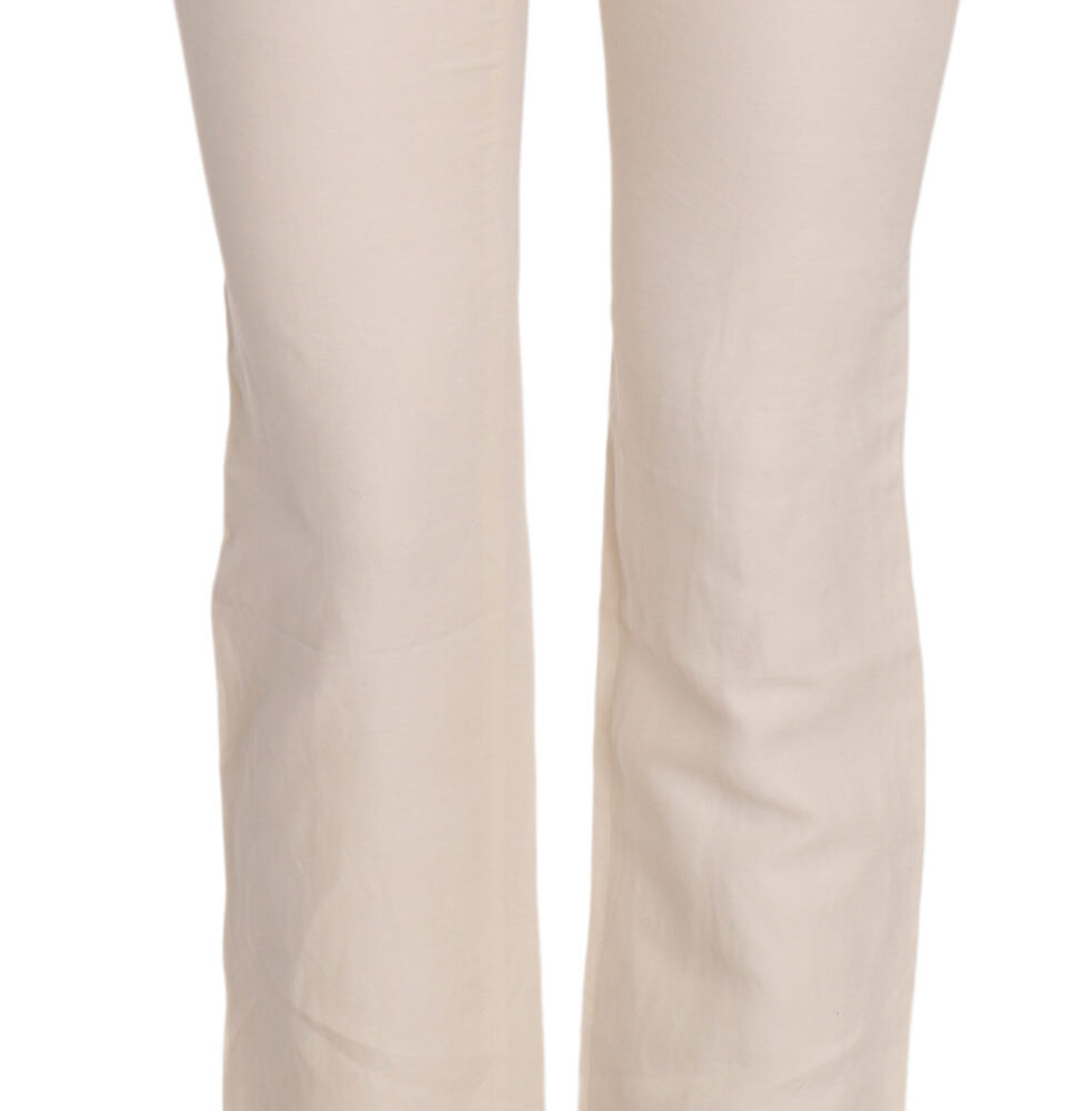 White High Waist Silk Blend Flared Dress Trousers Pants