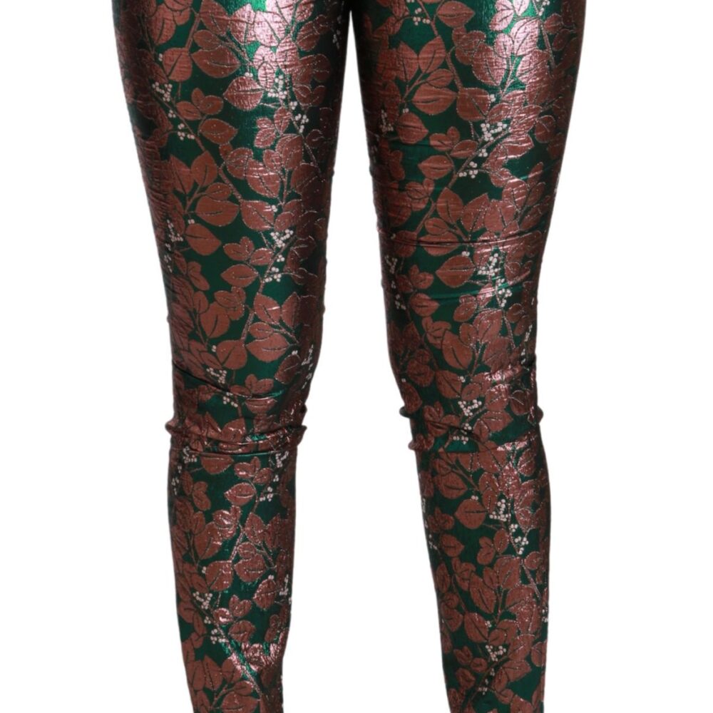 Green Bronze Leaf Tights Skinny Pants