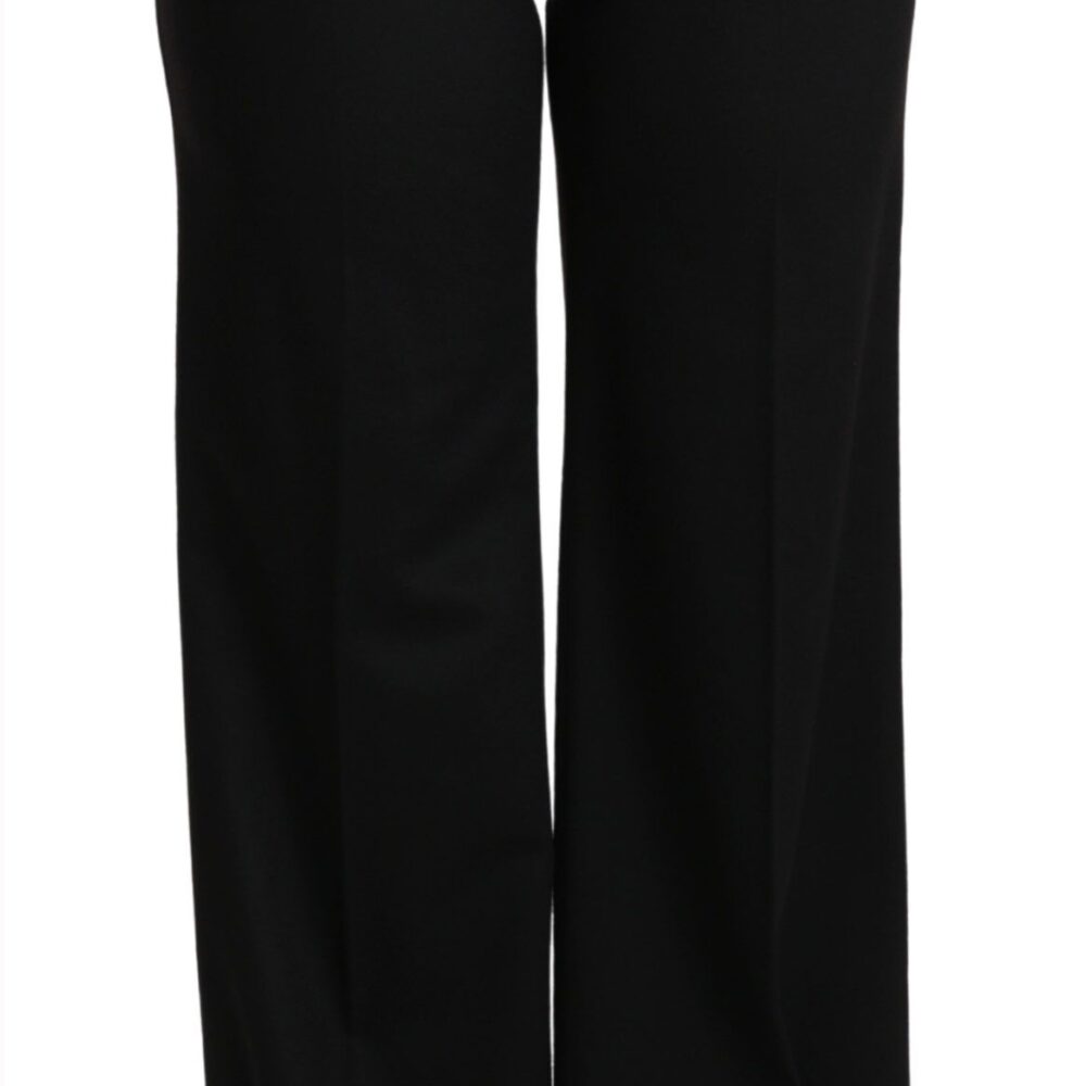 Black Wide Leg Flared Trouser Cashmere Pants