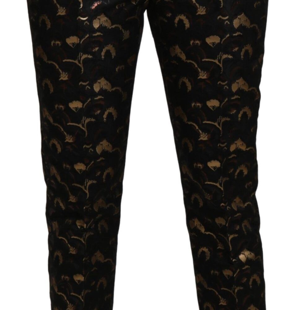Black Gold Brocade High Waist Pants