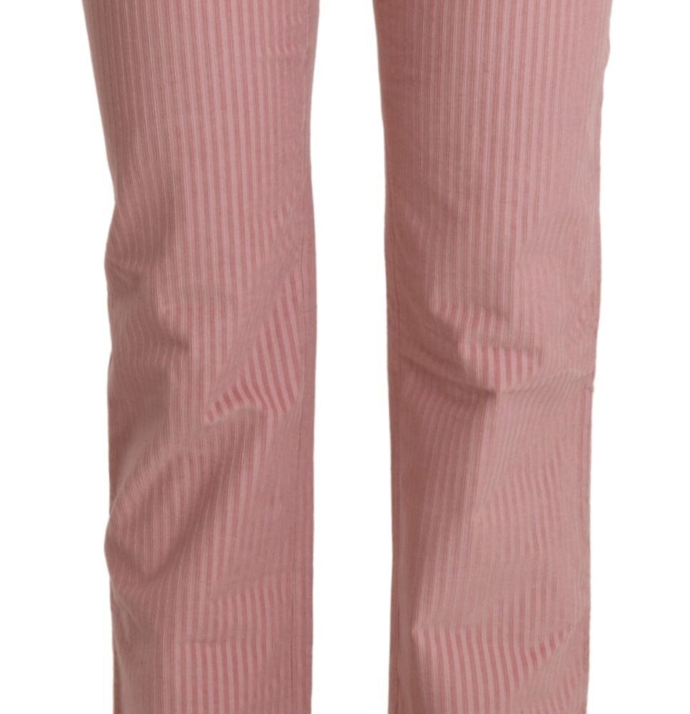 Pink Mid Waist Straight Trouser Cotton Pants