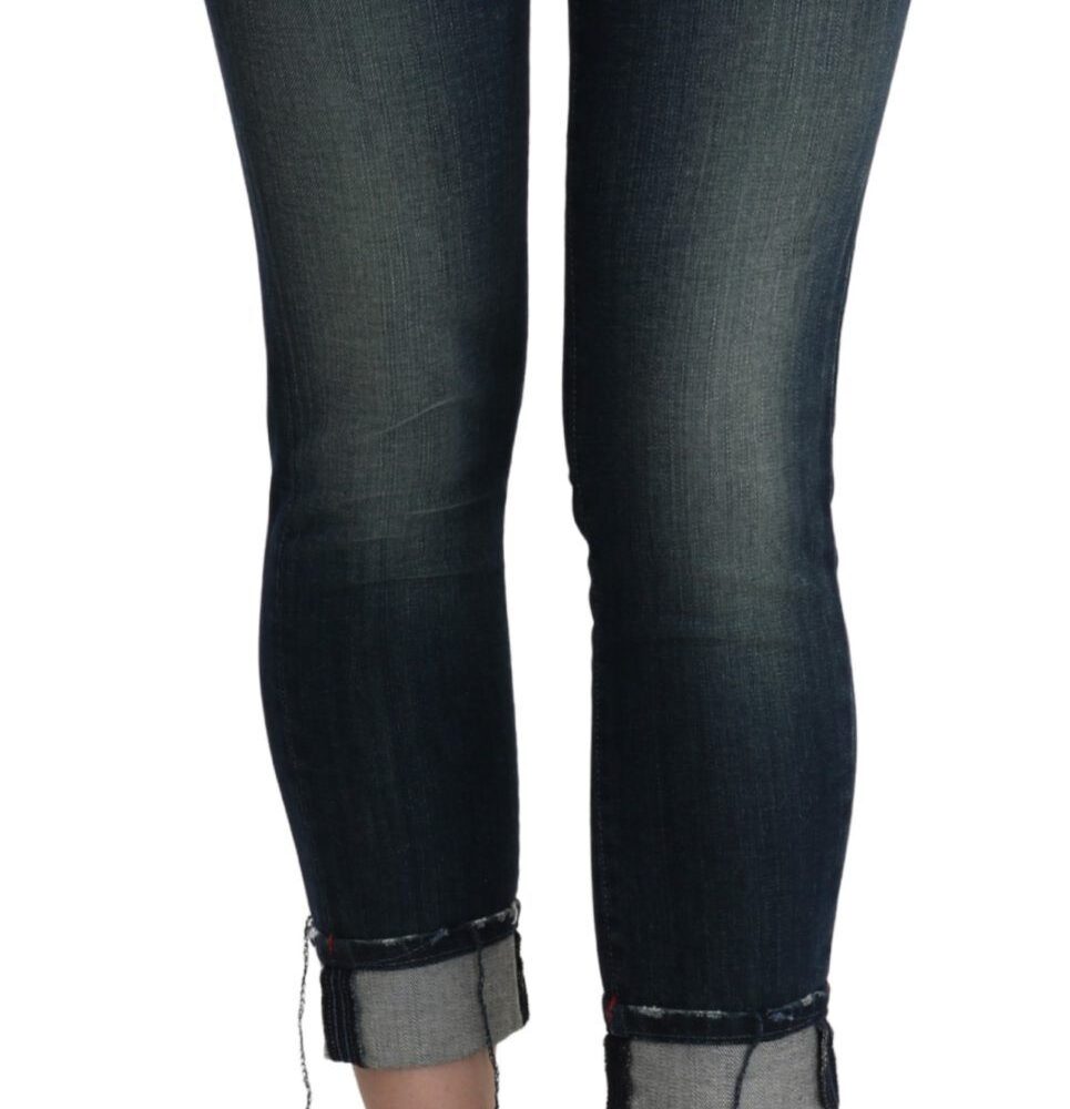 Blue Washed Low Waist Skinny Cropped Denim pant
