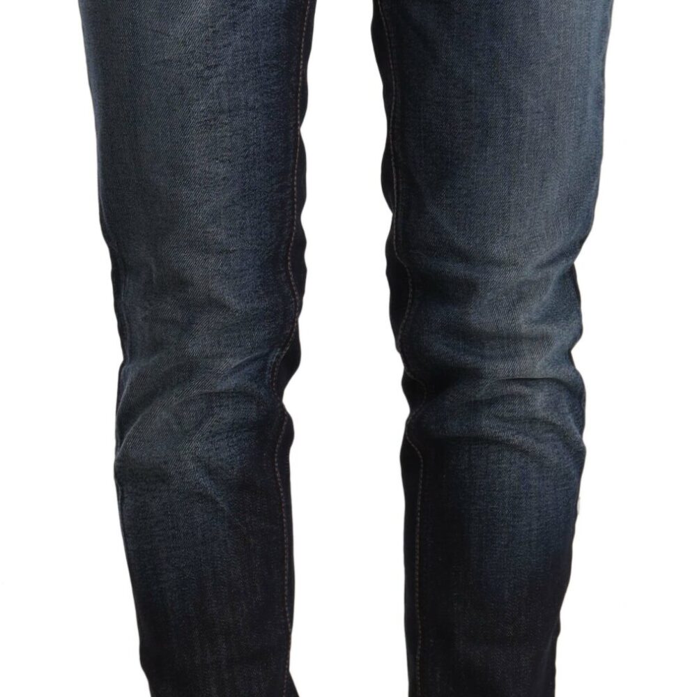 Blue Washed Cotton Low Waist Skinny Denim Jeans