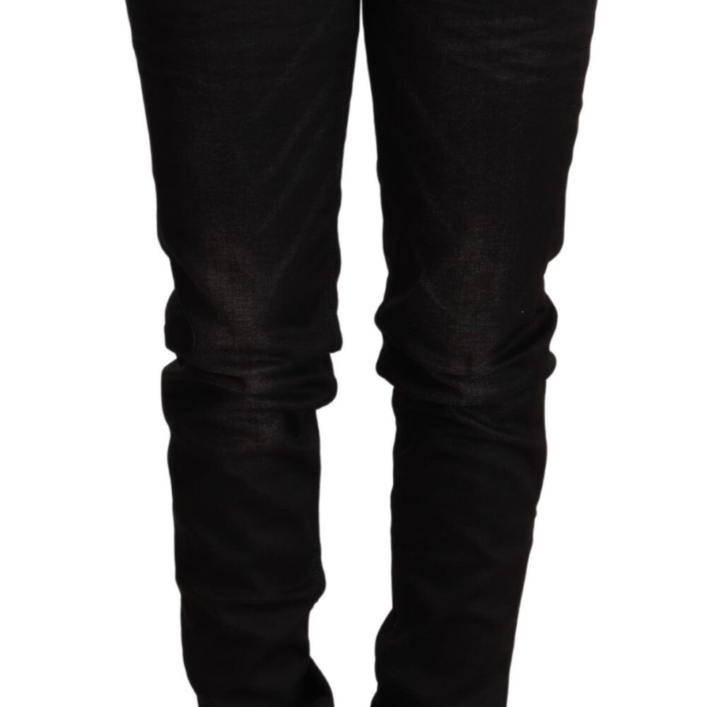 Black Low Waist Skinny Denim Cotton Trouser