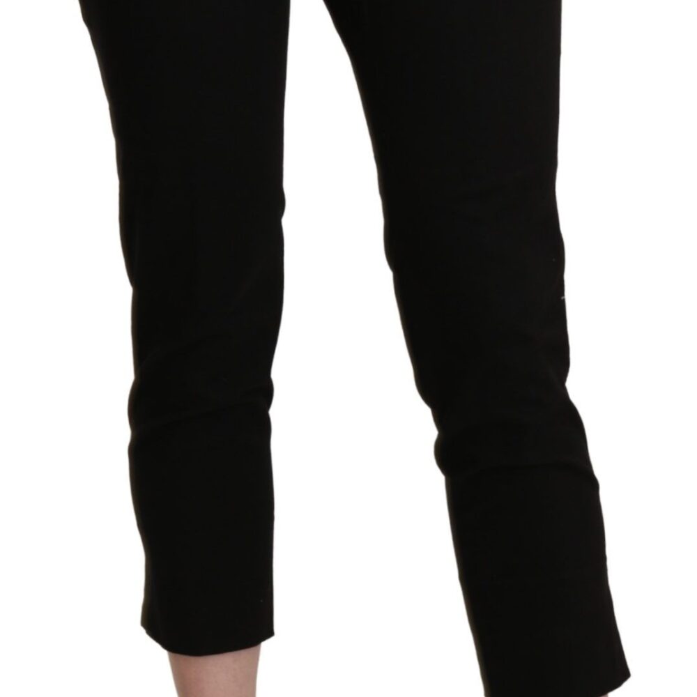 Black High Waist Skinny Cropped Dress Trouser Pants