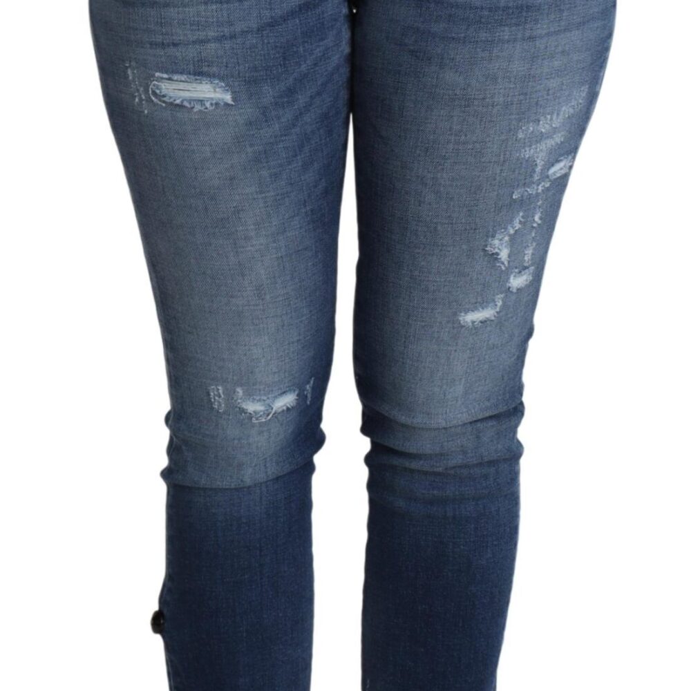 Blue Embellished Skinny Trouser Cotton Jeans