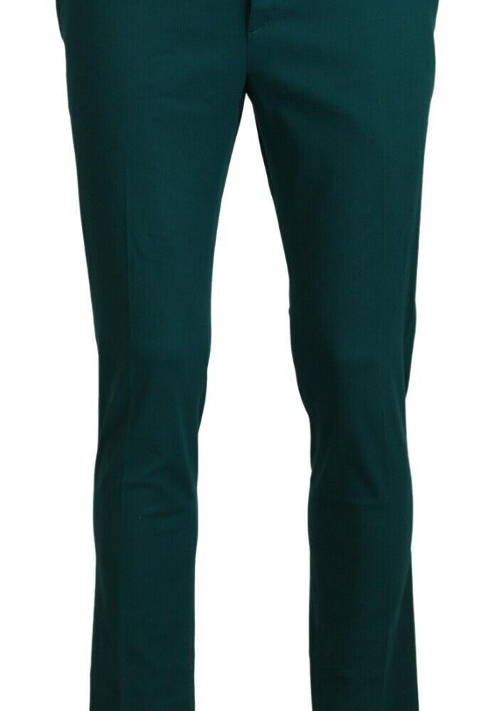 Green Straight Fit Men Formal Trousers Pants