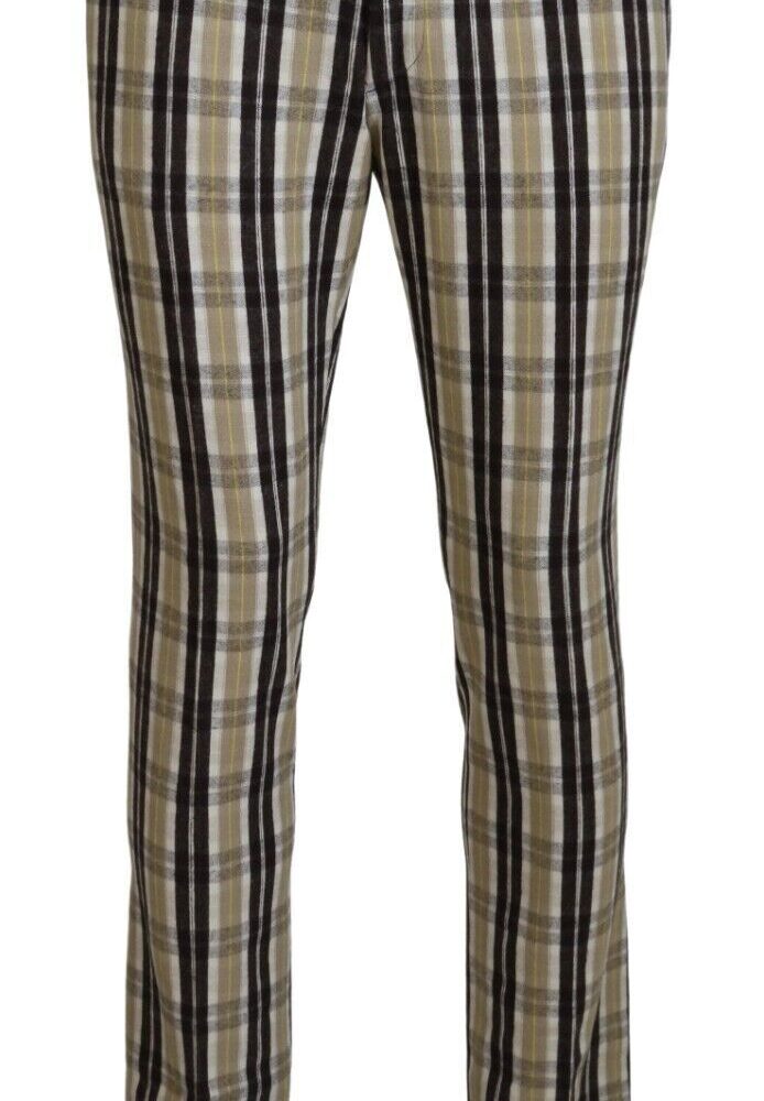 Multicolor Checkered Cotton Straight Fit Men Pants