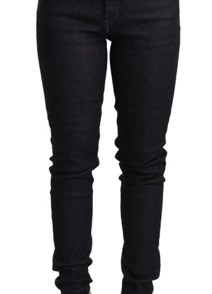 Blue Cotton Low Waist Slim Fit Denim Women Trouser Jeans