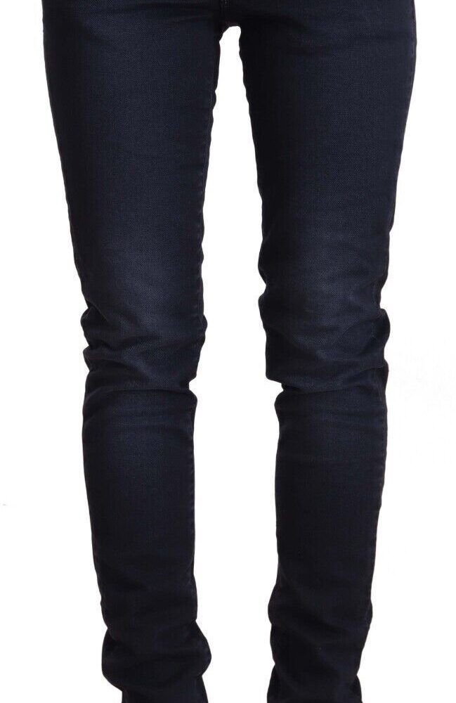 Blue Washed Cotton Low Waist Slim Fit Denim Jeans