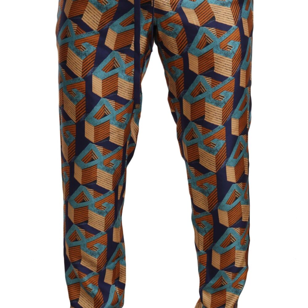 Multicolor Patterned Joggers Silk Pants