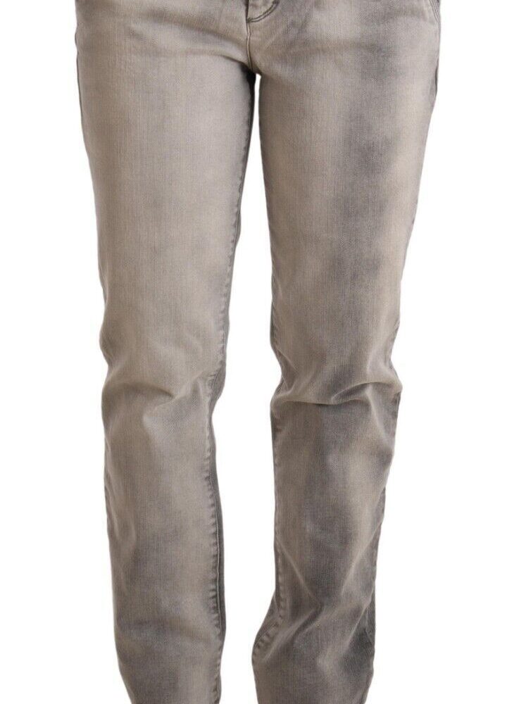 Gray Washed Low Waist Skinny Trouser Cotton Jeans