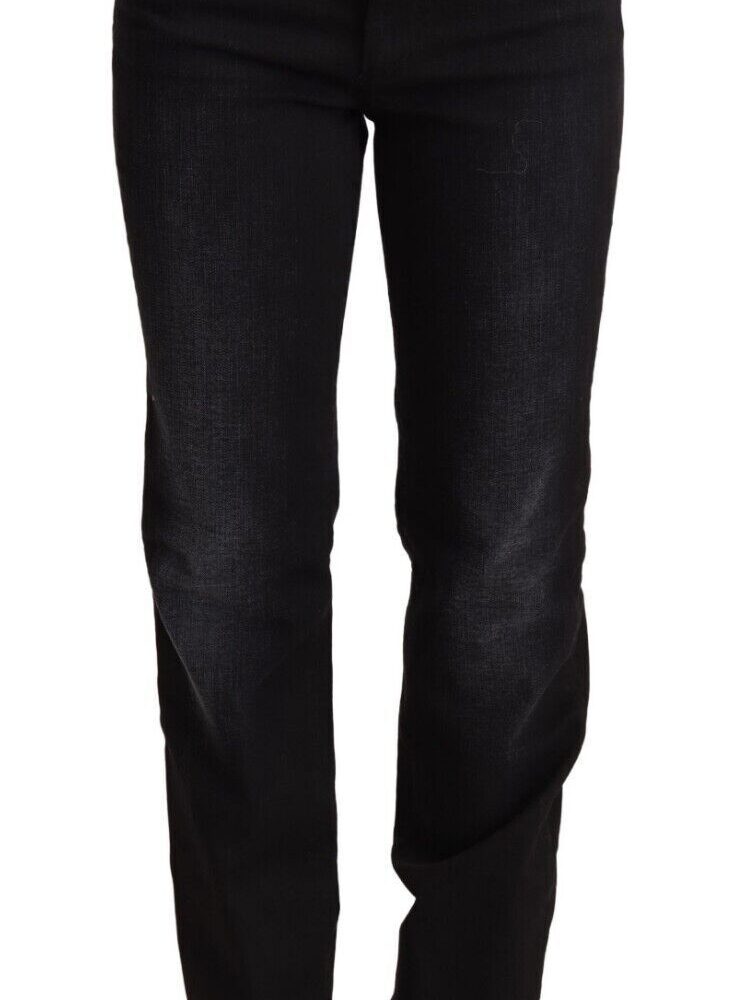 Black Washed Straight Denim Trouser Cotton Jeans