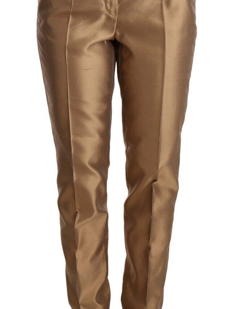 Gold Silk Tapered Trouser Metallic Pants