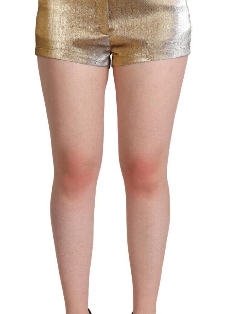 Metallic Gold Cotton Mid Waist Hot Pants Shorts
