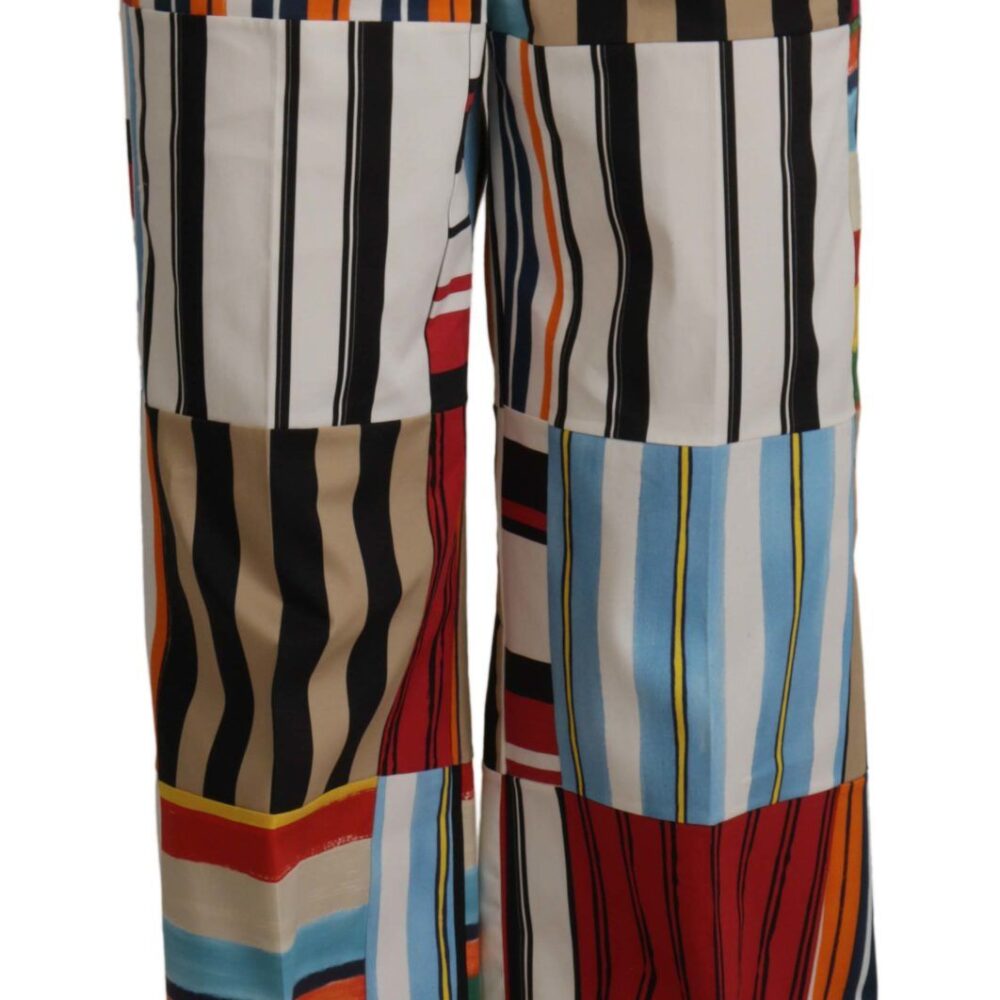 Multicolor Striped High Waist Cotton Pants