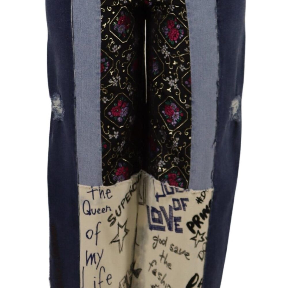 Multicolor Patchwork DG Fashion Wide Leg Denim Pant