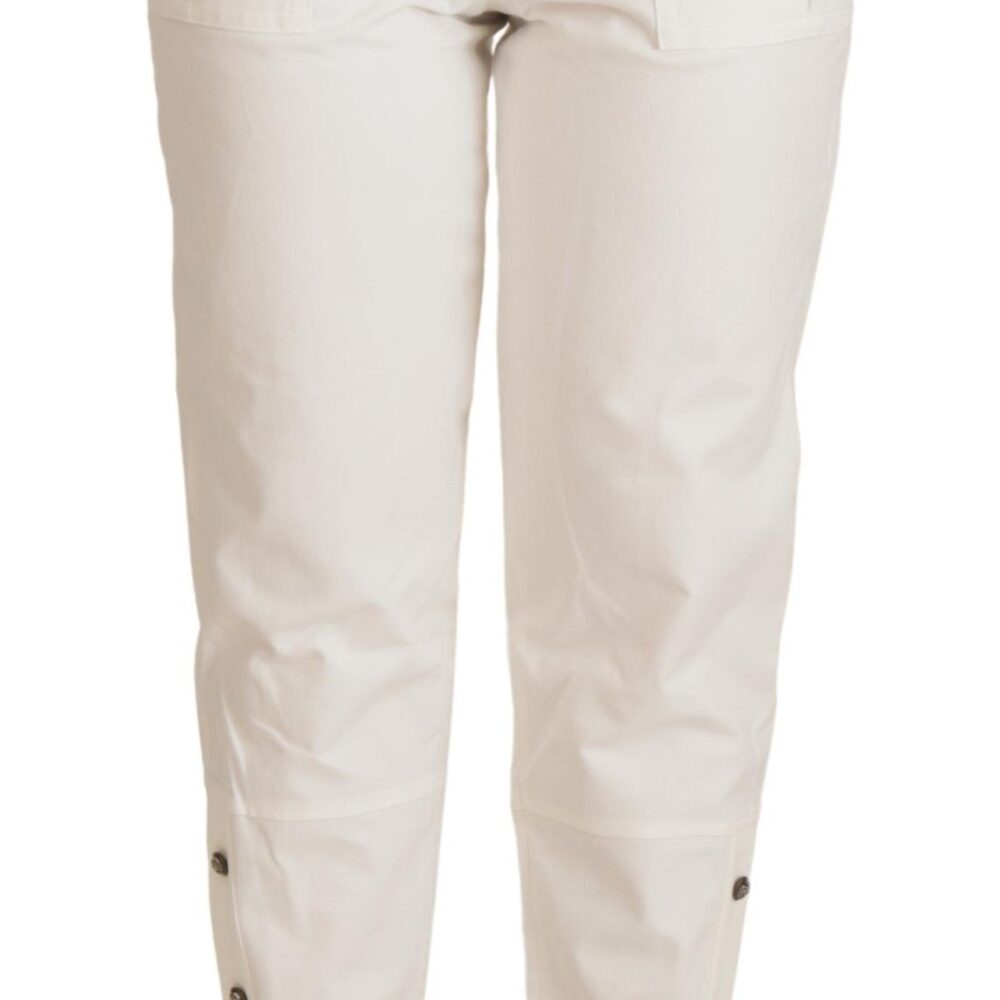 White High Waist Tapered Women Cotton Pants