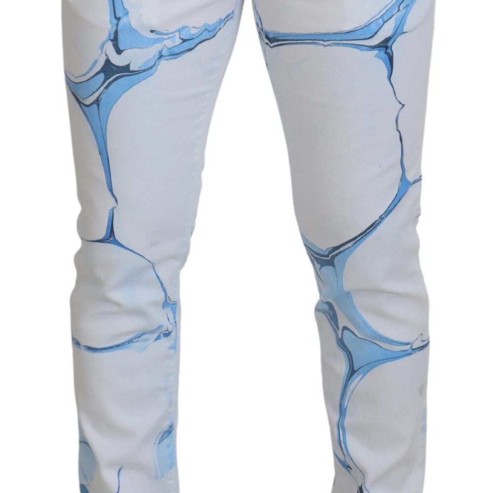 White Blue Denim Cotton Jeans Stretch Skinny Fit Pant