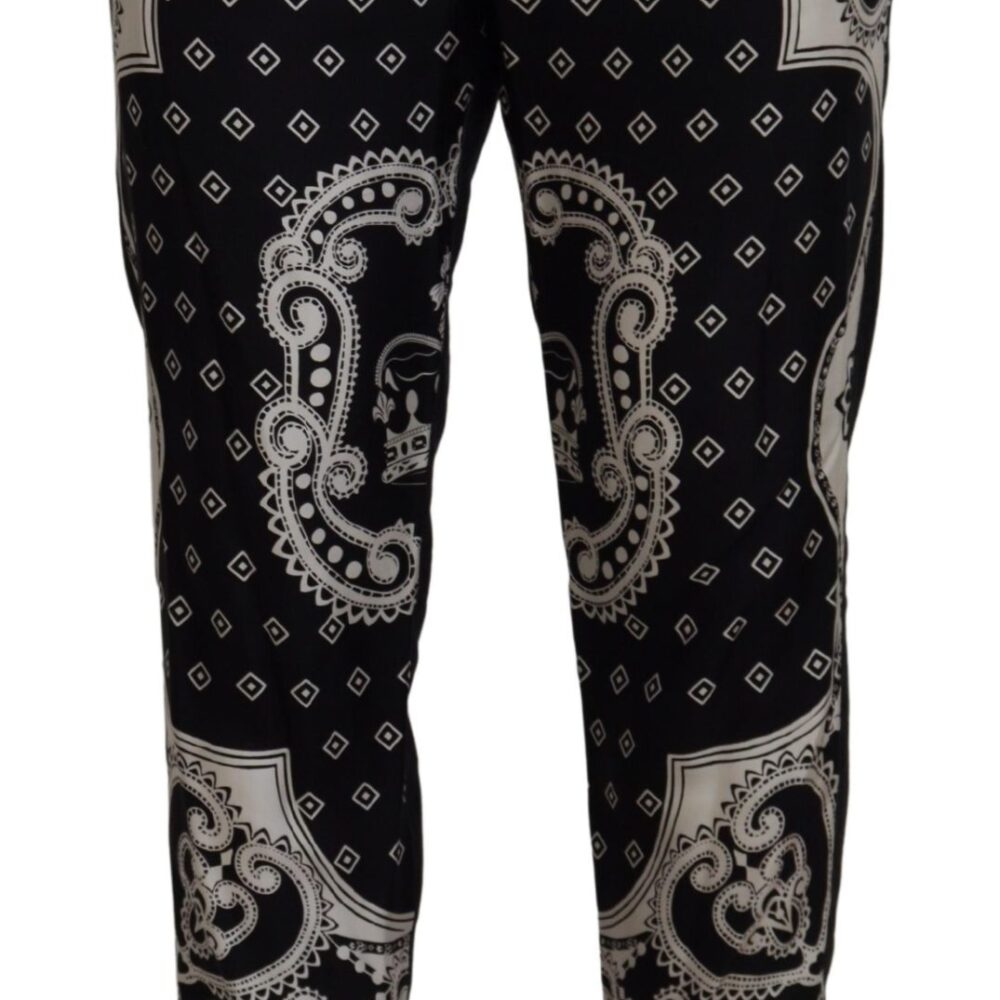 Black Silk Bandana Print Pants