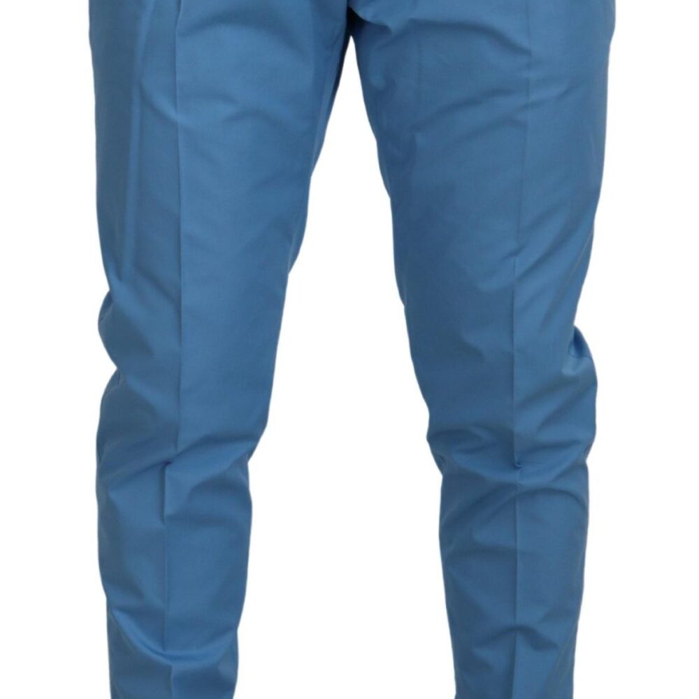 Blue Cotton Silk Trousers Chinos Pants