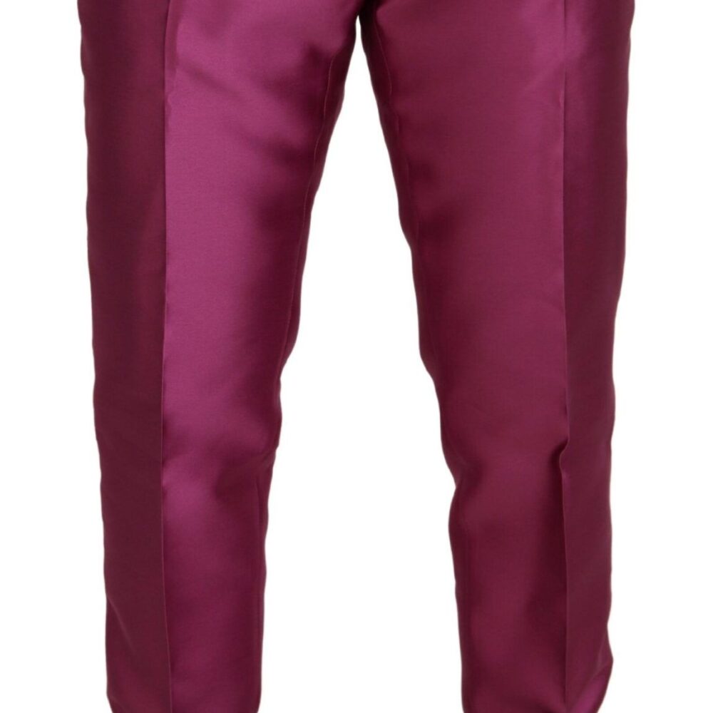 Pink Silk Slim Trousers Dress Formal Pants
