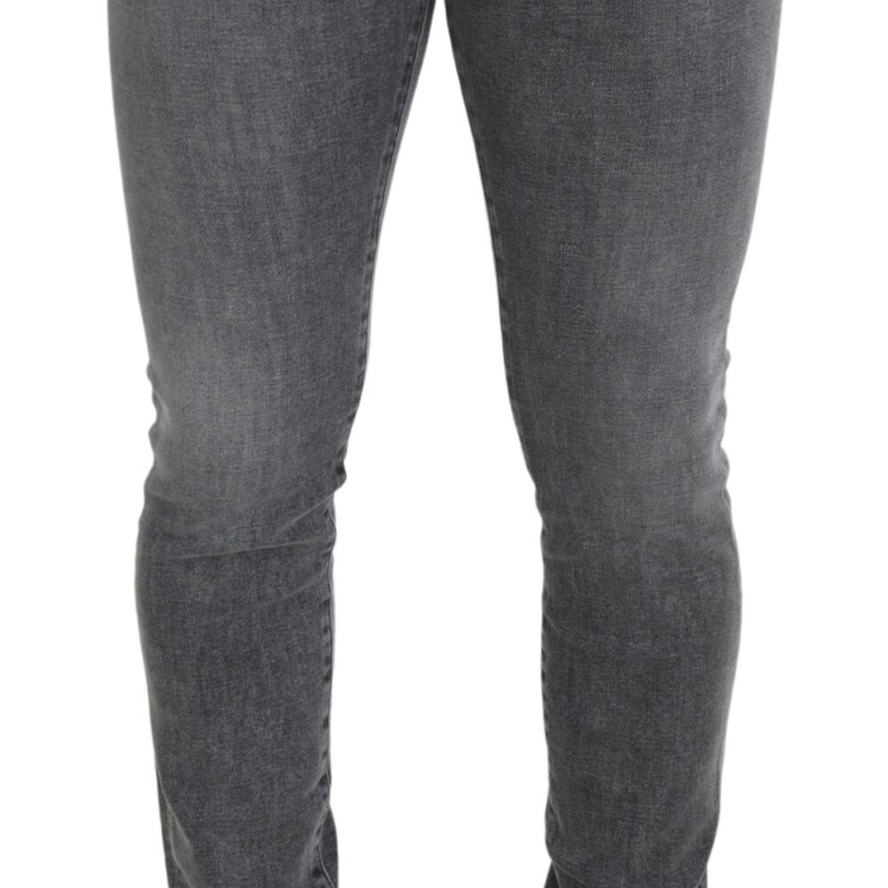 Grey Washed Cotton Skinny Denim Jeans