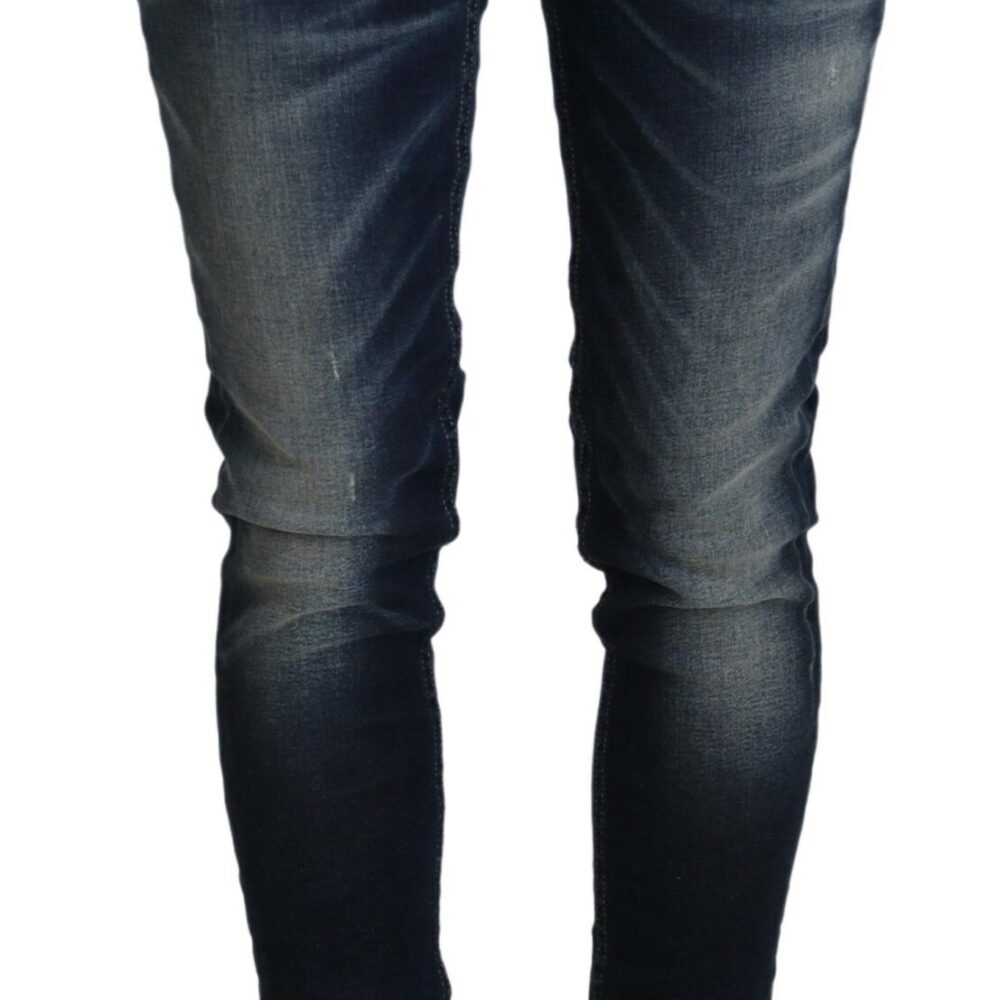 Blue Washed Cotton Slim Fit Women Denim Jeans