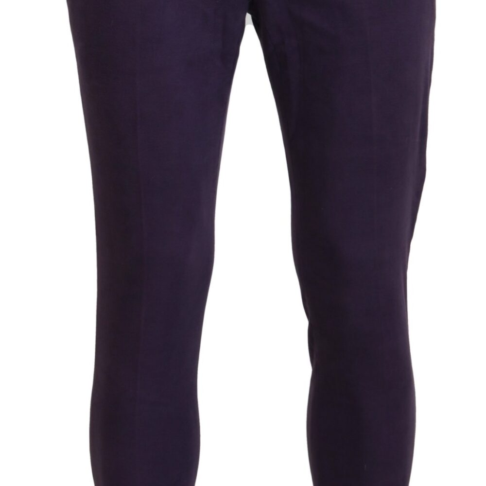 Purple Pure Cotton Tapered Mens Pants