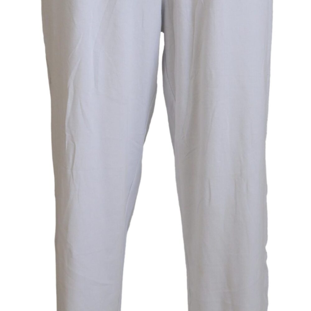 White Cotton Logo Loose Men Pants