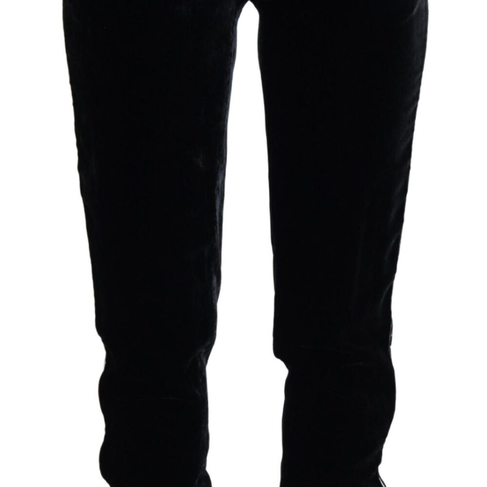 Black DG Logo Velvet Trouser Pants