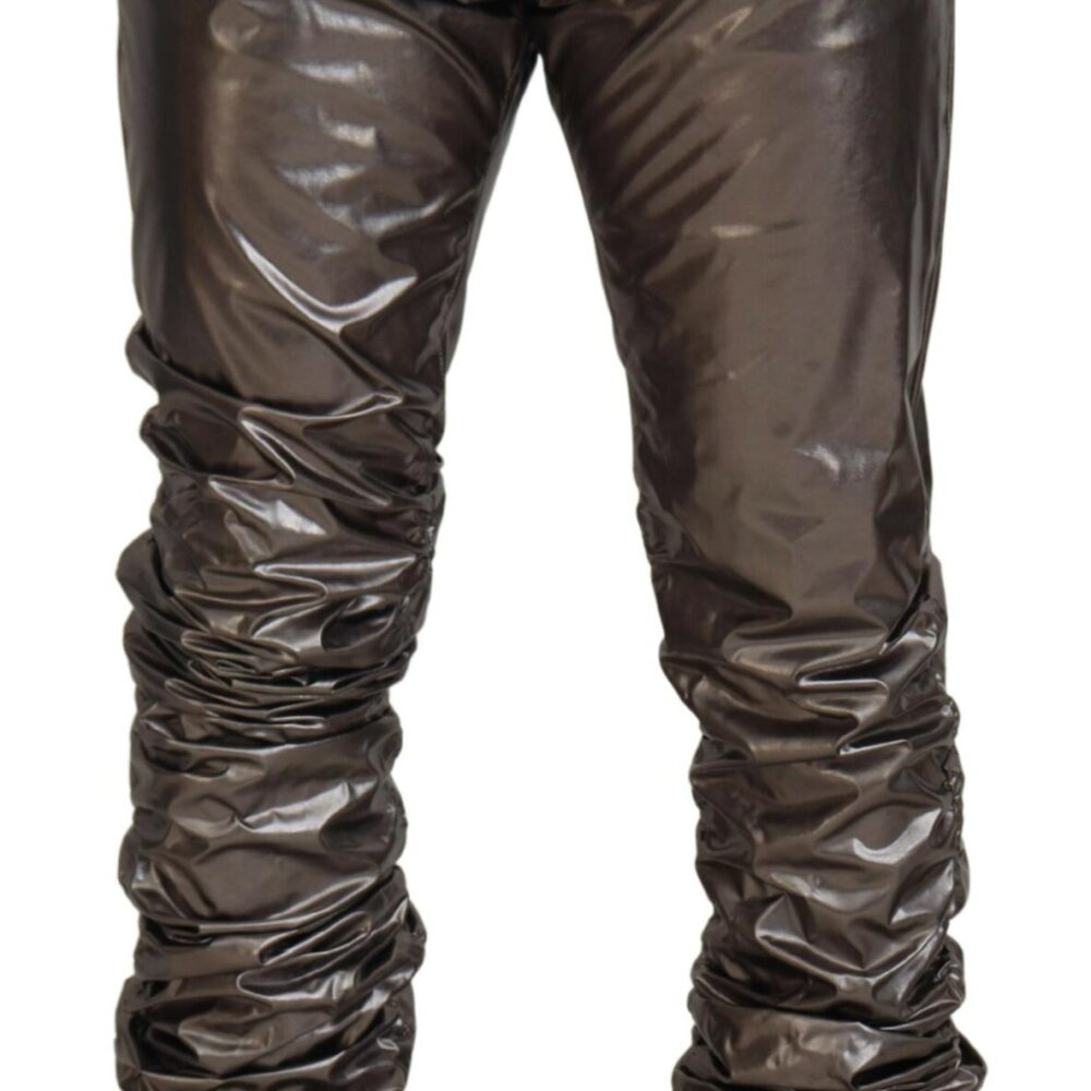 Silver Metallic Nylon Stretch Pants