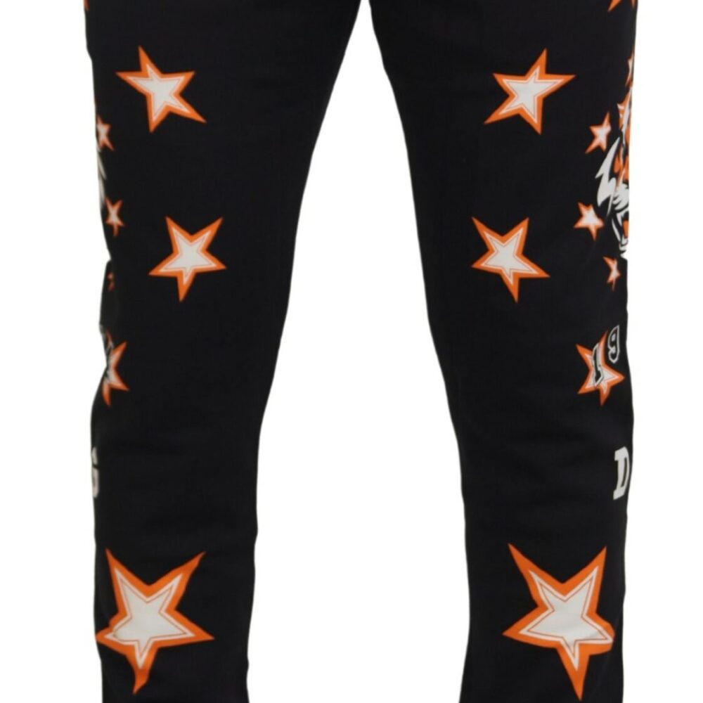 Black Orange Star Trousers Sport Pants