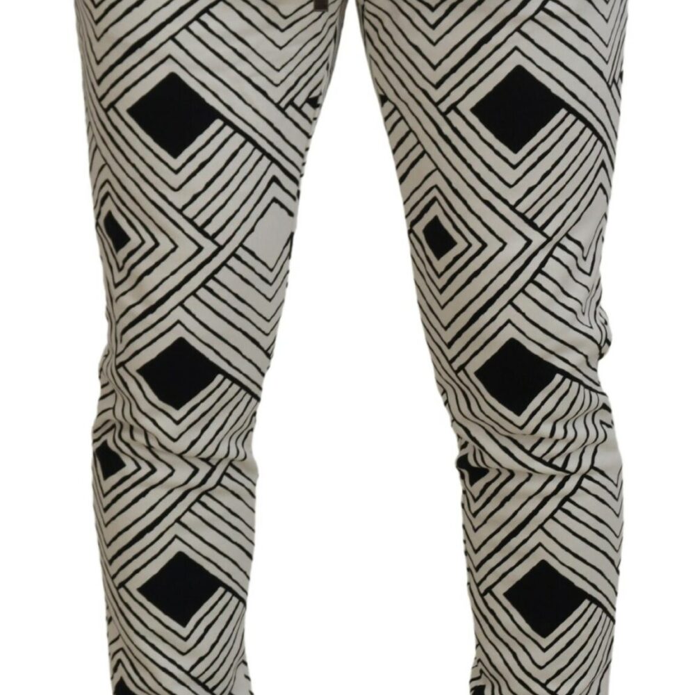 Black White Cotton Trousers Sport Pants