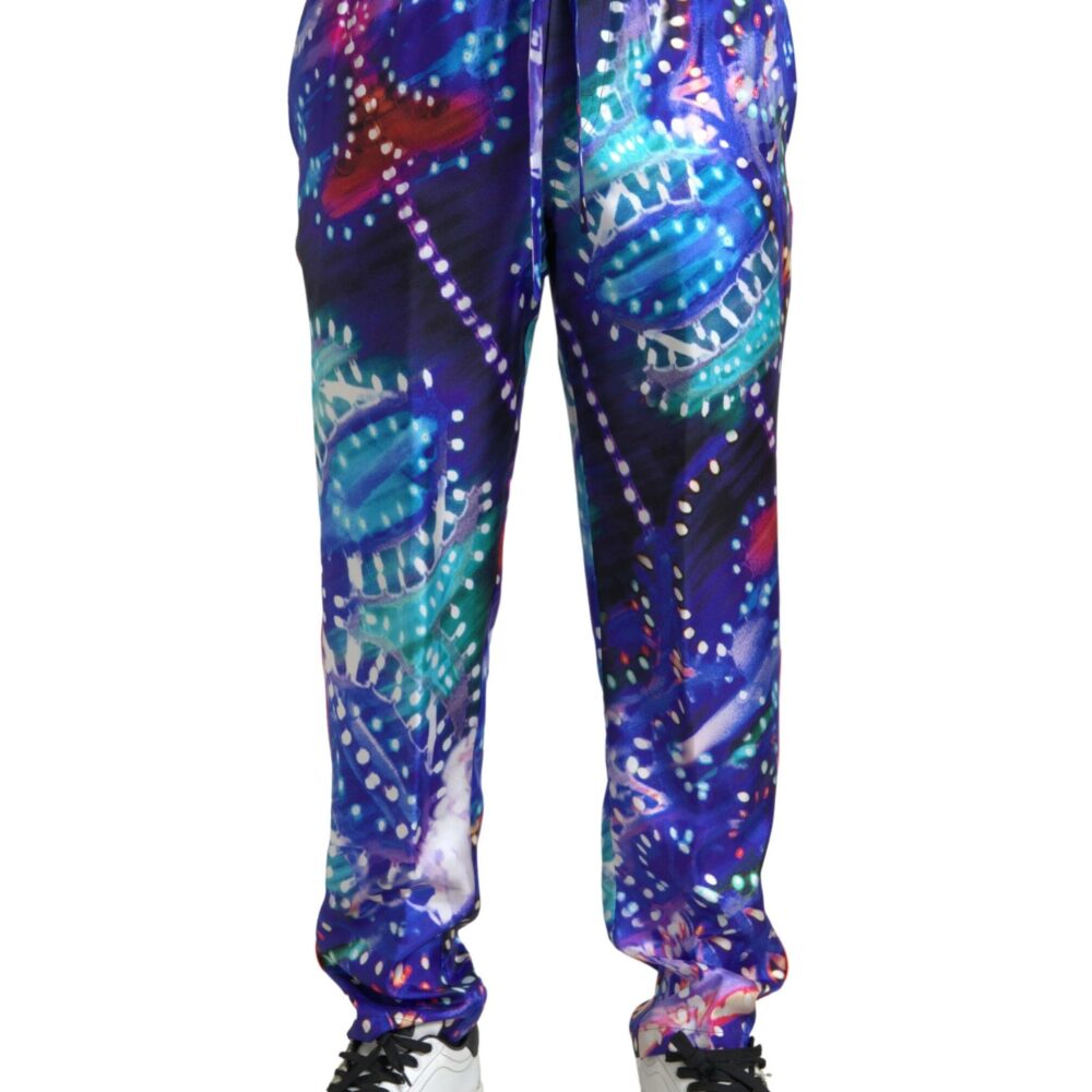 Multicolor Printed Silk Men Trouser Pants
