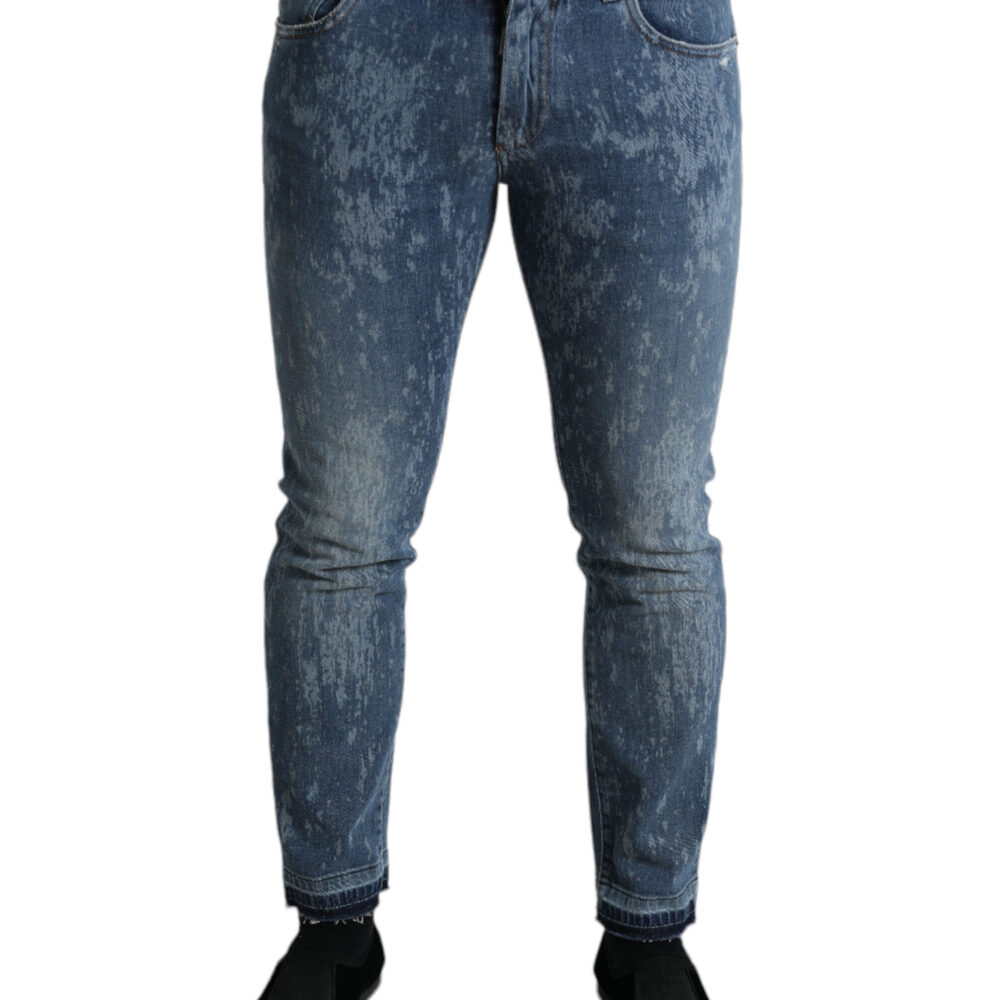 Blue Washed Skinny Cotton Stretch Denim Jeans
