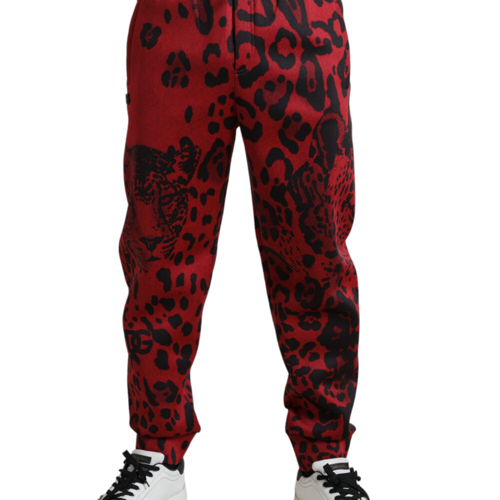 Red Black Leopard Stretch Jogger Pants