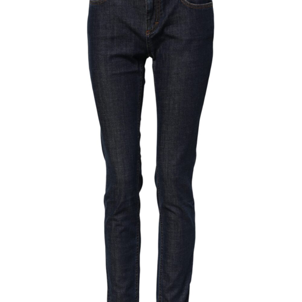 Blue Skinny Cotton Mid Waisted Denim Jeans
