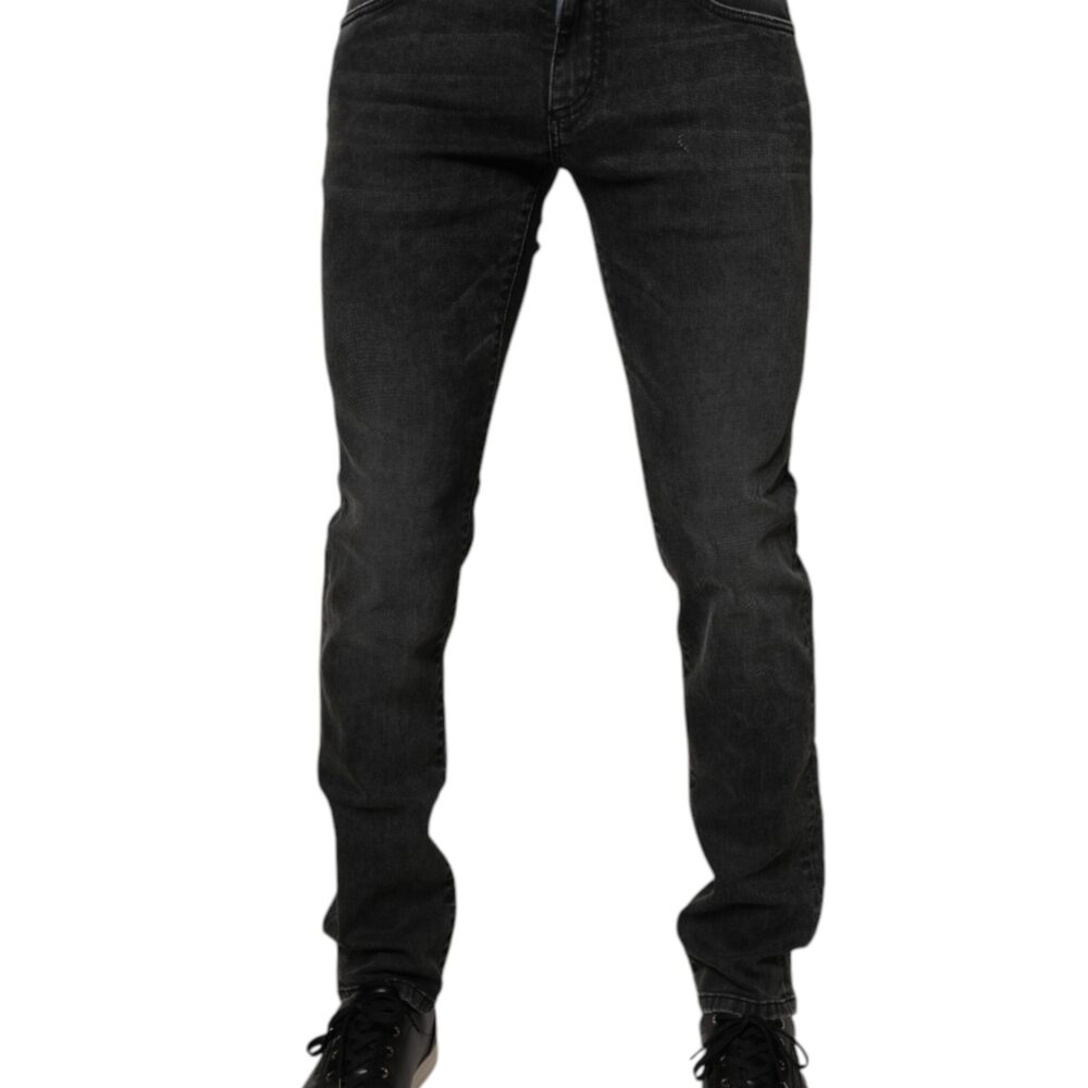 Black Cotton Stretch Skinny Men Denim Jeans