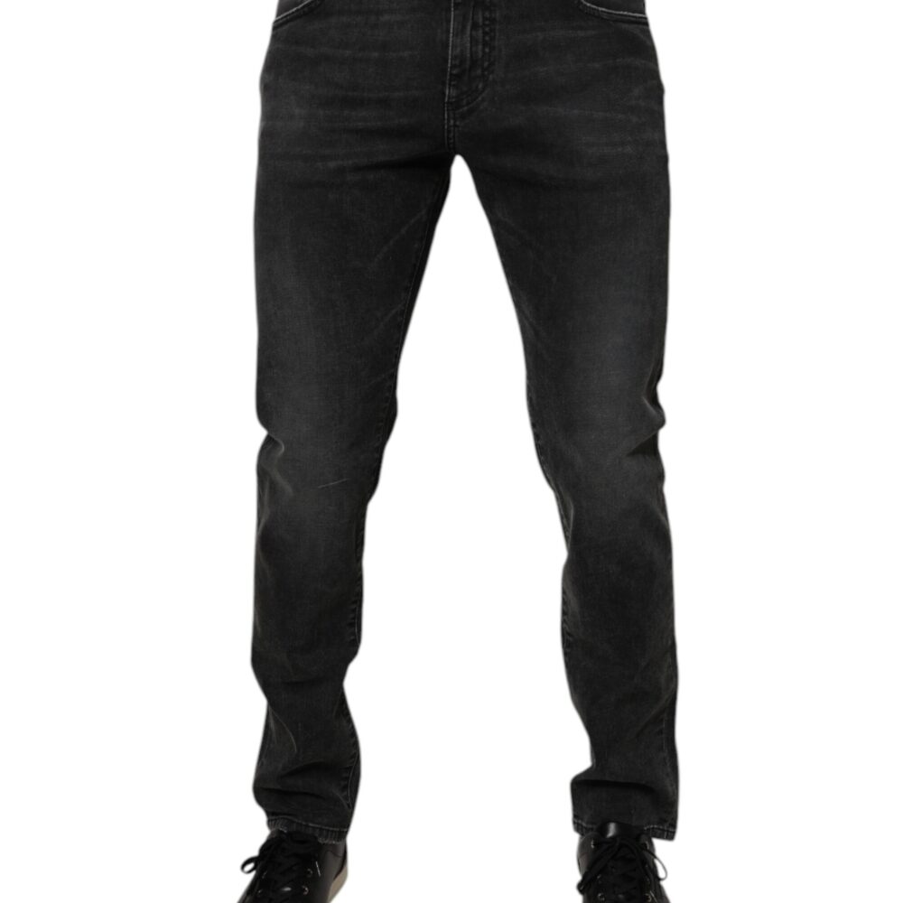 Black Cotton Stretch Skinny Men Denim Jeans