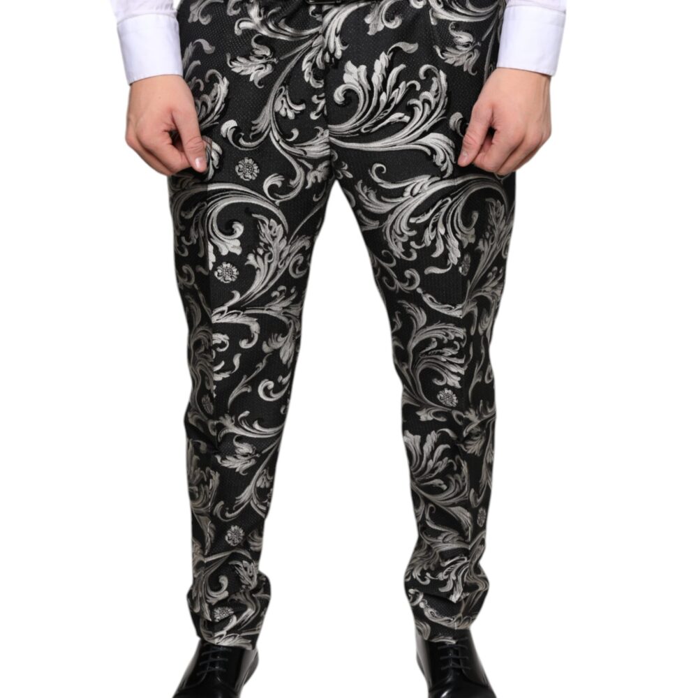 Black Jacquard Skinny Dress Pants