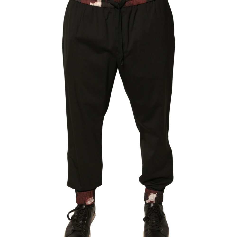 Black Camouflage Wool Jogger Sweatpants Pants