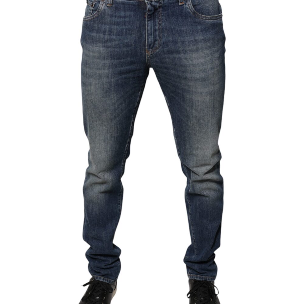 Blue DG Crown Logo Cotton Skinny Denim Jeans