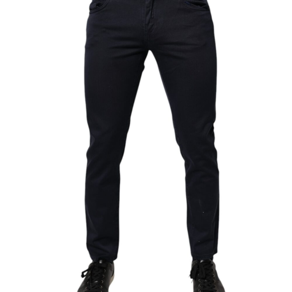 Dark Blue GOLD Cotton Skinny Men Denim Jeans