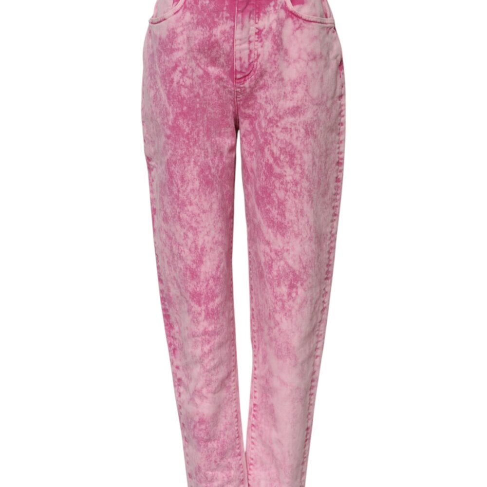 Pink Tie Dye High Waist Tapered Denim Jeans