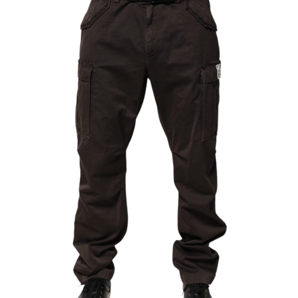 Brown Cotton Stretch Cargo Men Trouser Pants