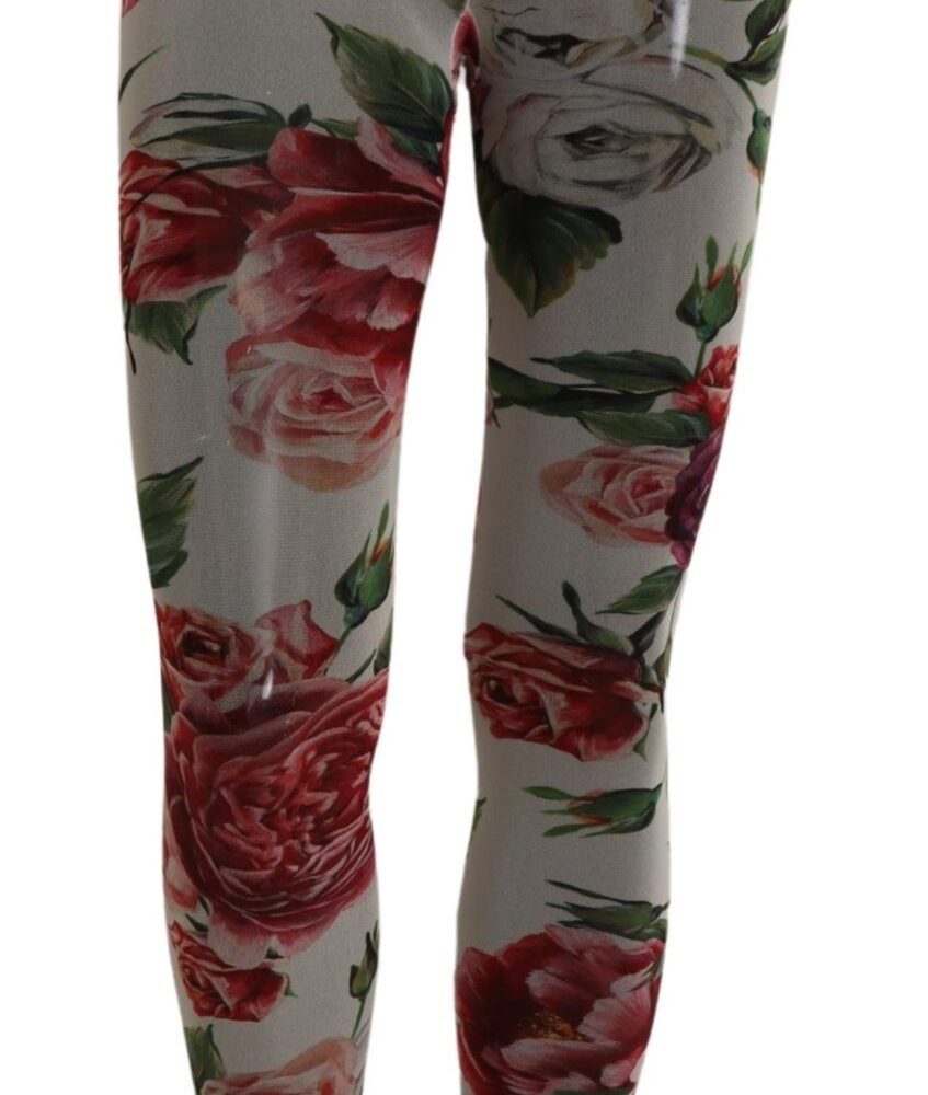 White Floral Print Stockings Nylon Tights